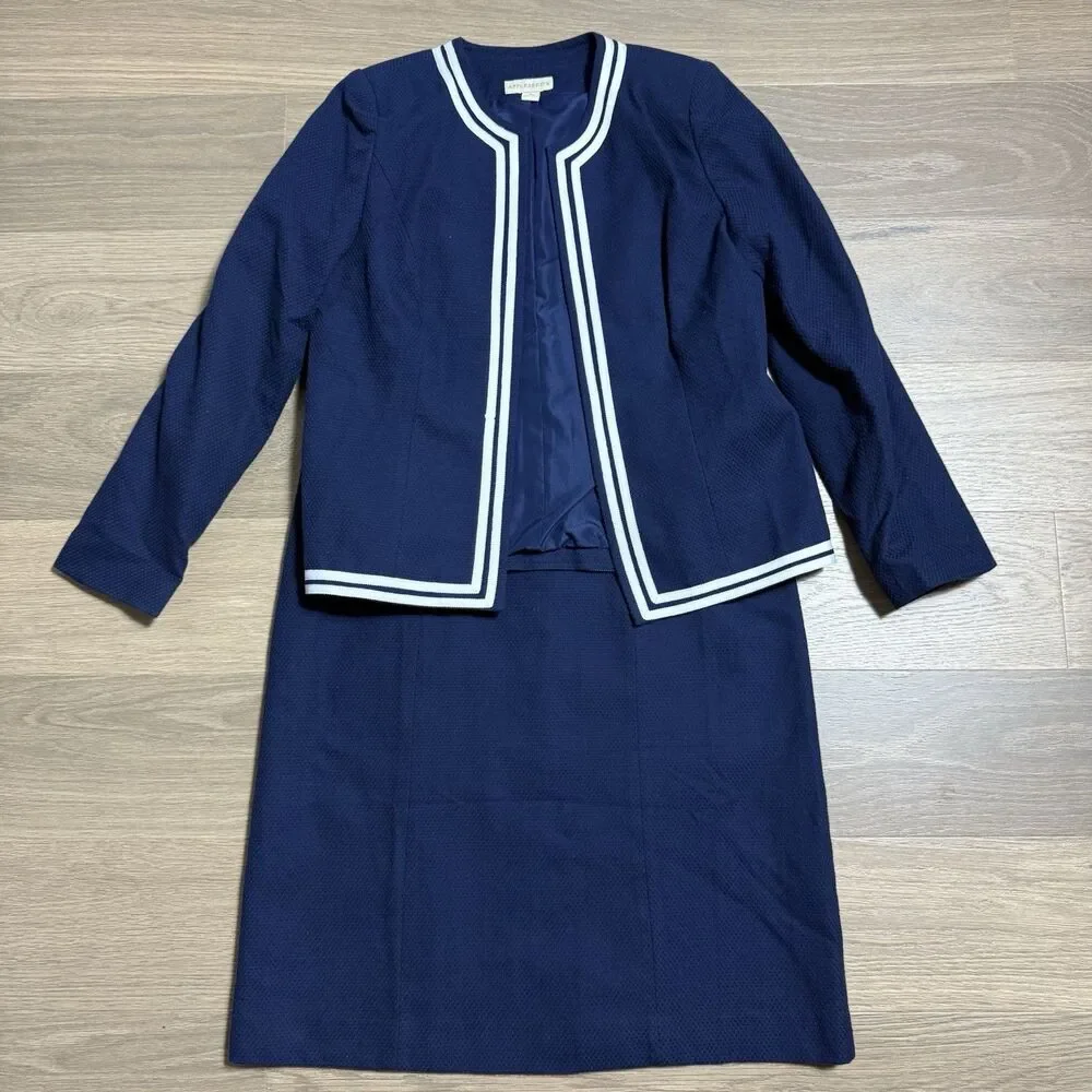 Appleseeds Dress Suit Women 6 Blue Dress Jacket Career Business Office Vintage